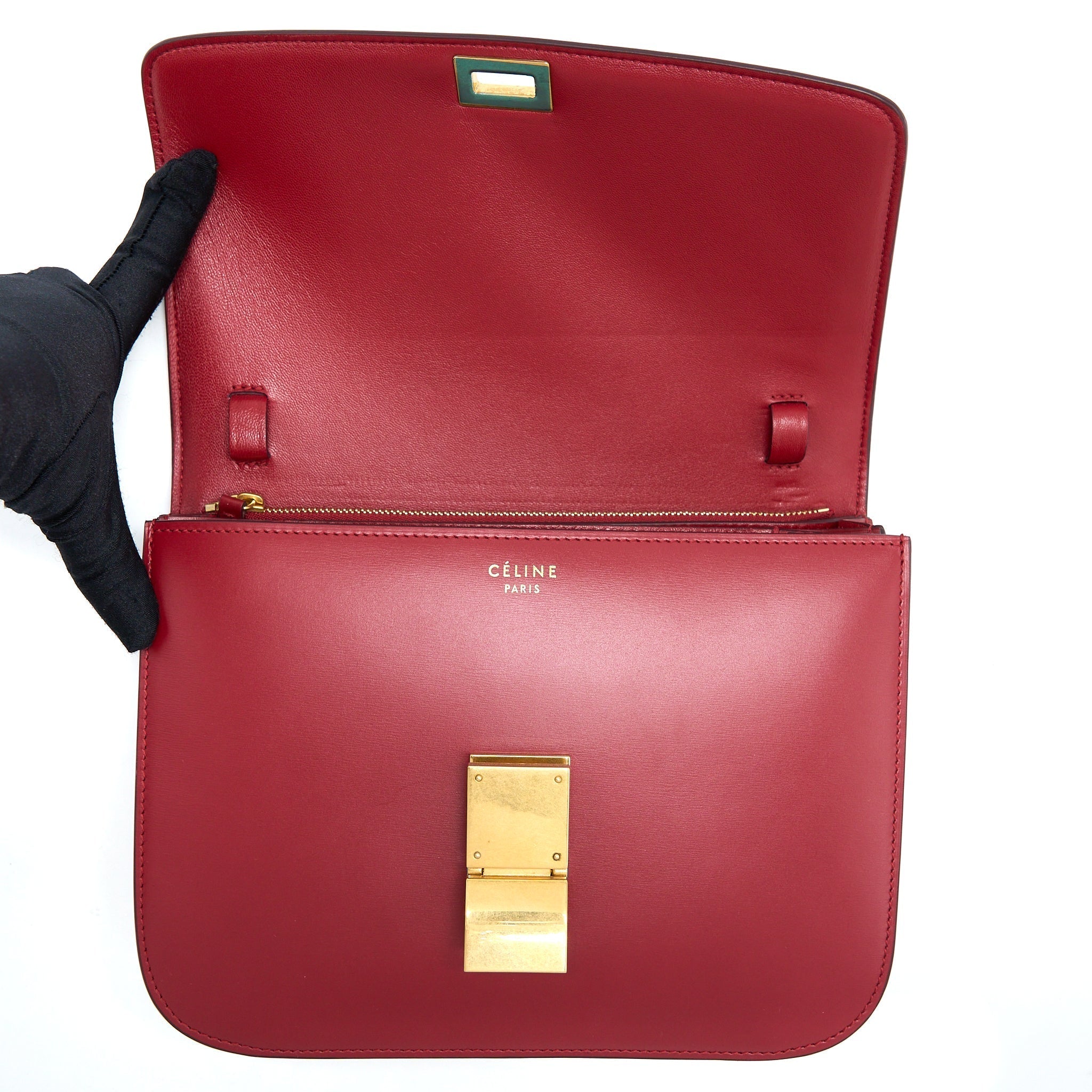 CELINE MEDIUM CLASSIC BOX BAG CALFSKIN RED GHW