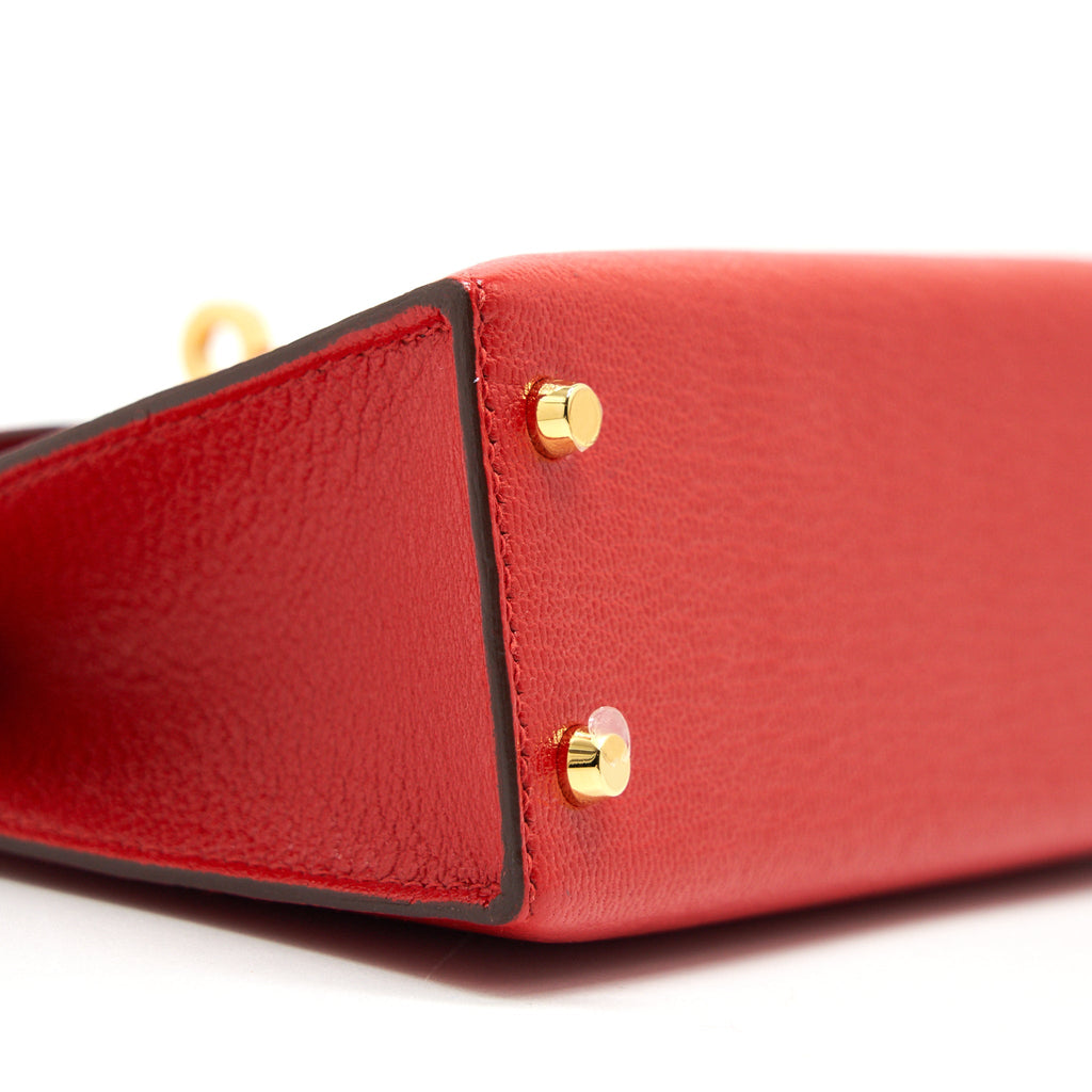 Hermes Mini Kelly Ⅱ Sellier Chevre S3 Rouge De Coeur GHW