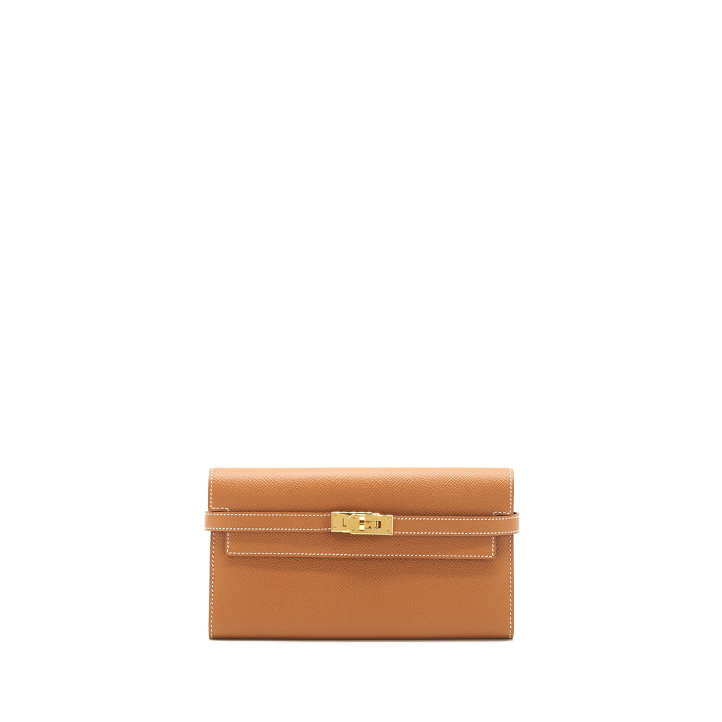 Hermes Kelly Long Wallet Gold GHW