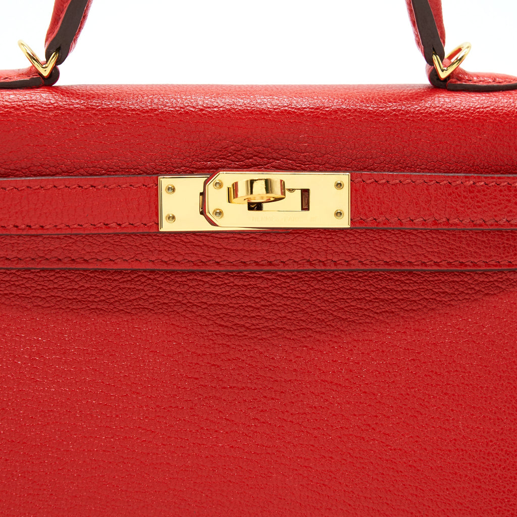 Hermes Mini Kelly Ⅱ Sellier Chevre S3 Rouge De Coeur GHW