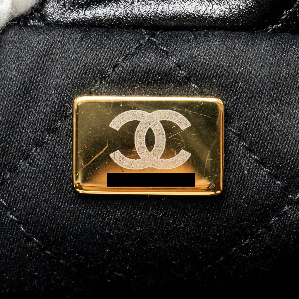 CHANEL 23S MINI 22 BAG WITH PEARL SHINY CALFSKIN GHW (MICROCHIP)