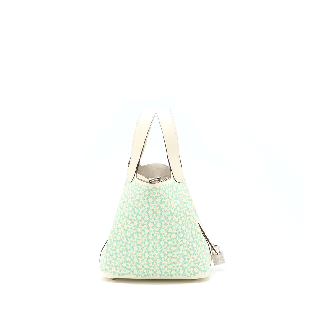 HERMES PICOTIN 18 LUCKY DAISY LOCK BAG SWIFT NATA/VERT/BLANC SHW