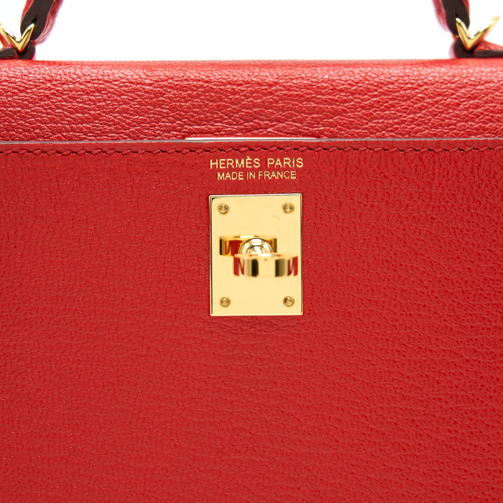Hermes Mini Kelly Ⅱ Sellier Chevre S3 Rouge De Coeur GHW