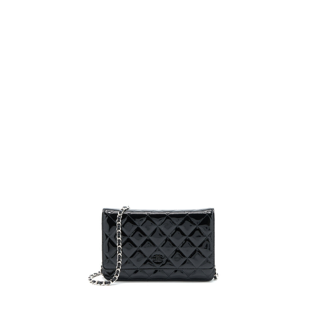 CHANEL CLASSIC WALLET ON CHAIN PATENT BLACK SHW
