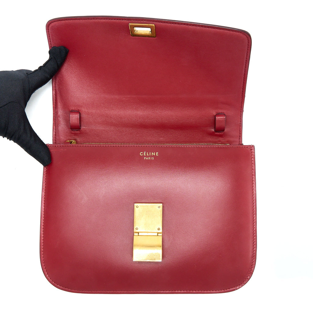 CELINE MEDIUM CLASSIC BOX BAG CALFSKIN RED GHW