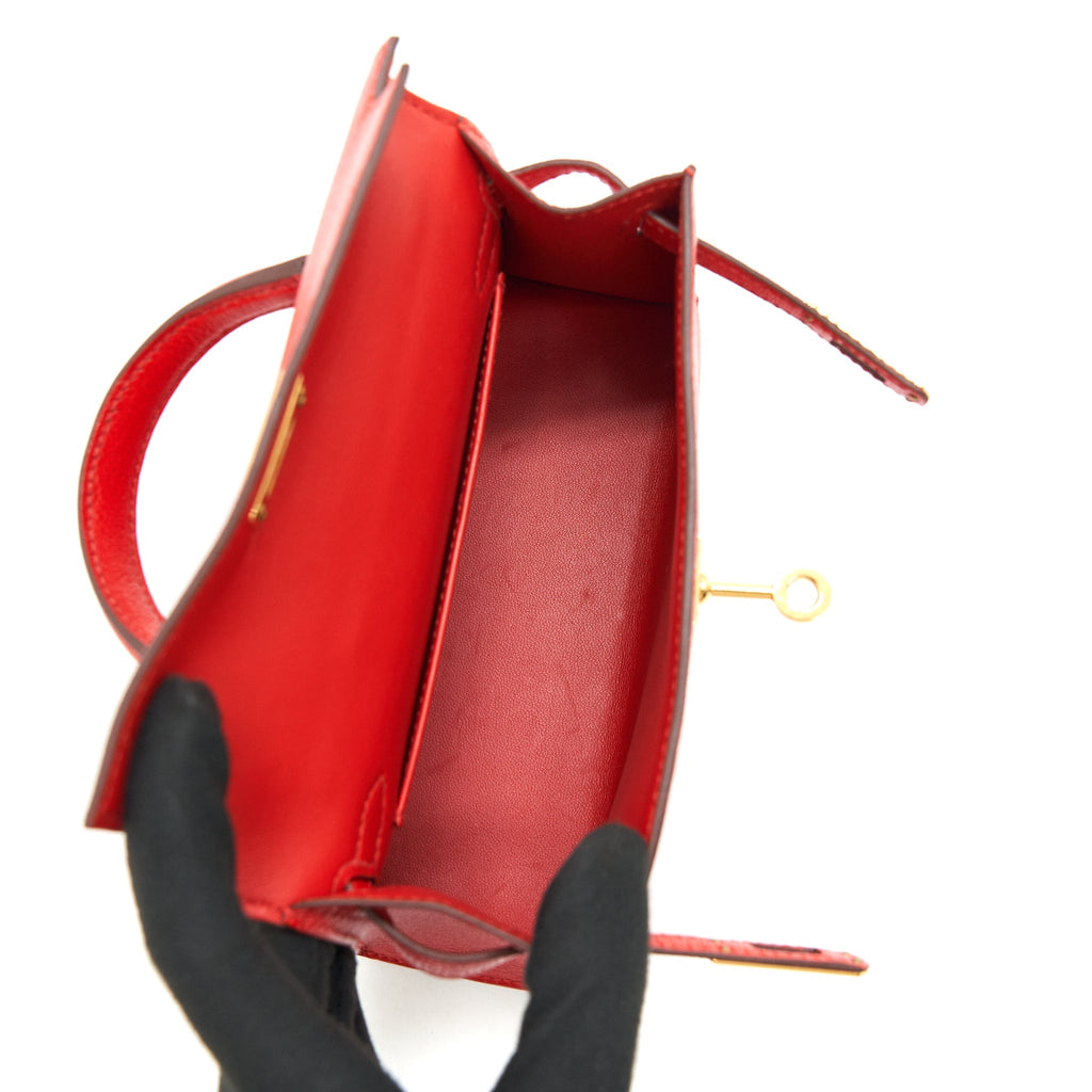 Hermes Mini Kelly Ⅱ Sellier Chevre S3 Rouge De Coeur GHW