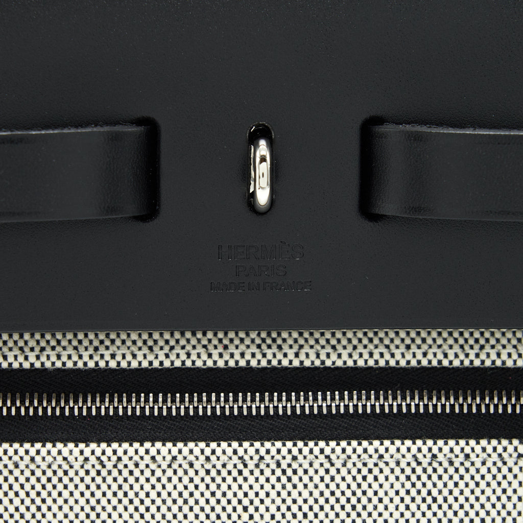 HERMES HERBAG 31 WITH BERLINE CANVAS AND HUNTER IN BLACK