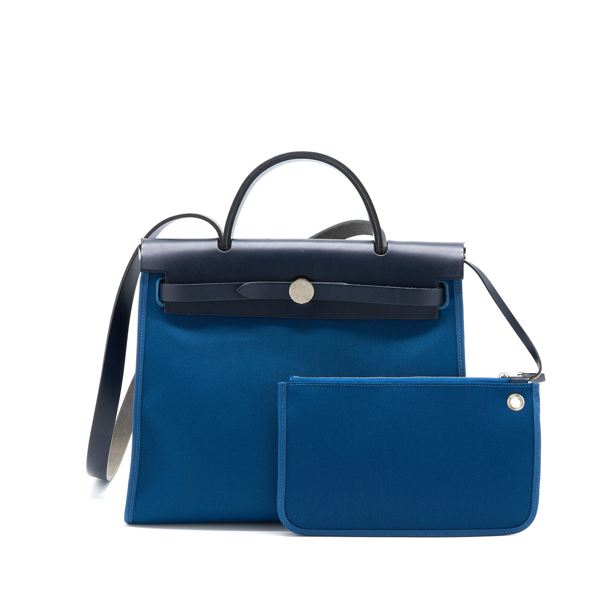 Hermes Herbag Zip 31 Bag Canvas Dark Blue SHW