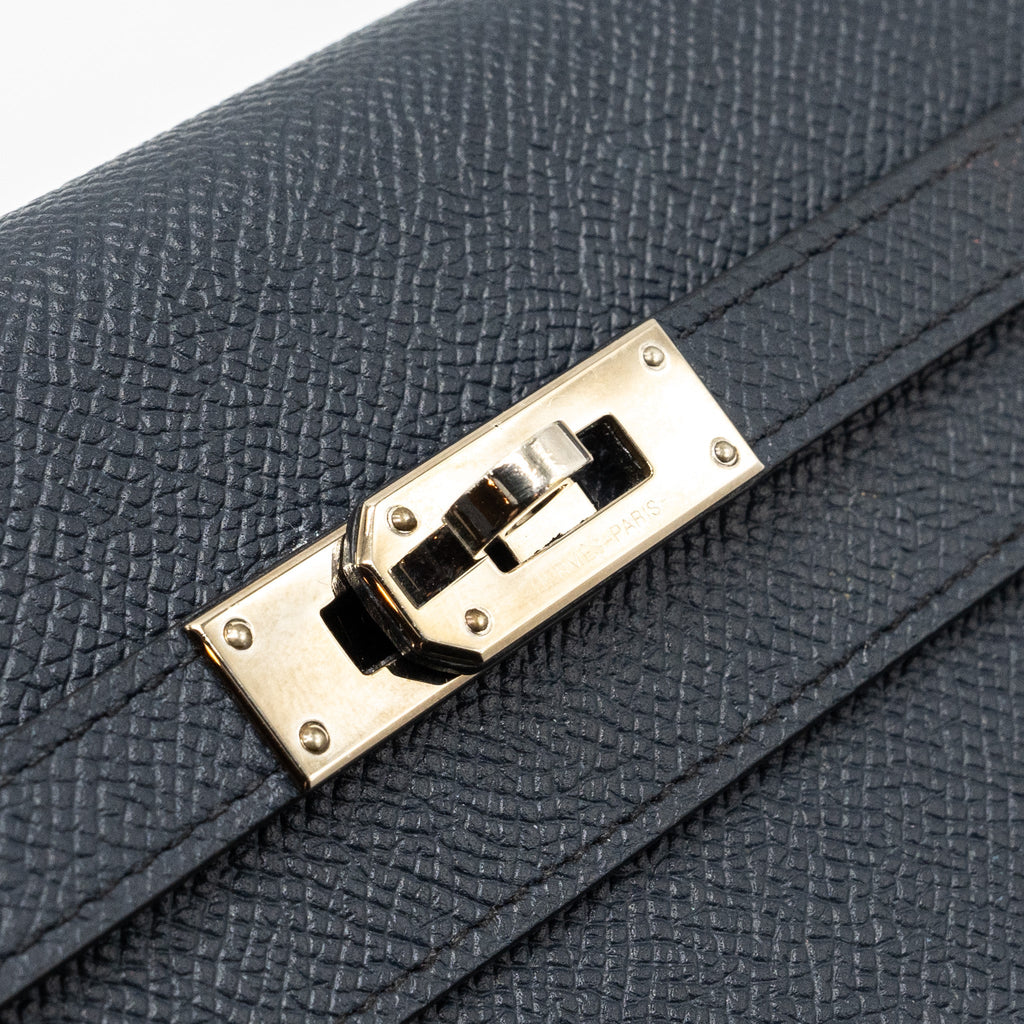 Hermes Kelly Long Wallet Epsom Blue Nuit/ Purple SHW