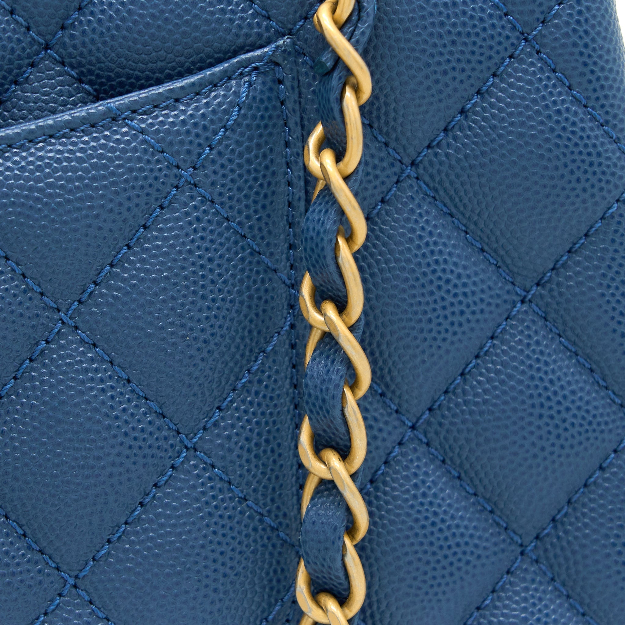 CHANEL MEDIUM COCO HANDLE FLAP BAG CAVIAR BLUE GHW