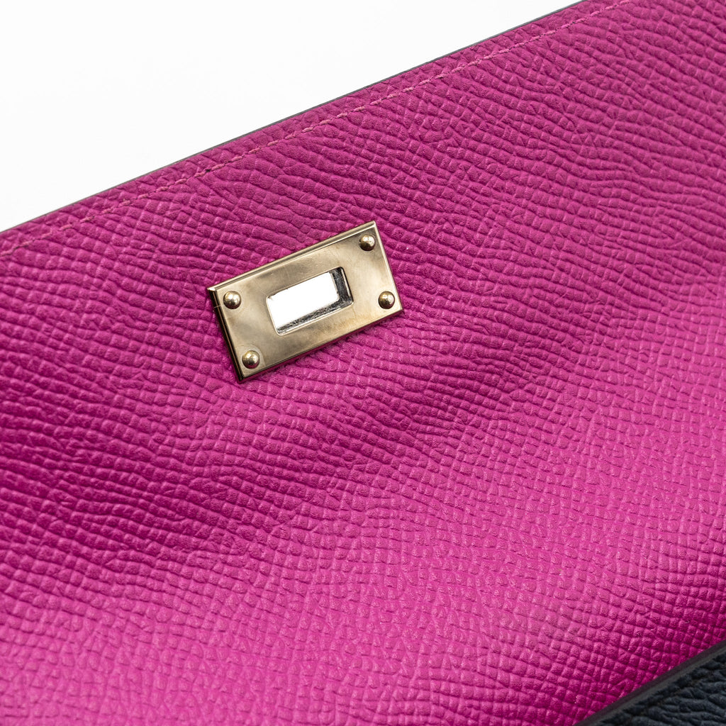 Hermes Kelly Long Wallet Epsom Blue Nuit/ Purple SHW