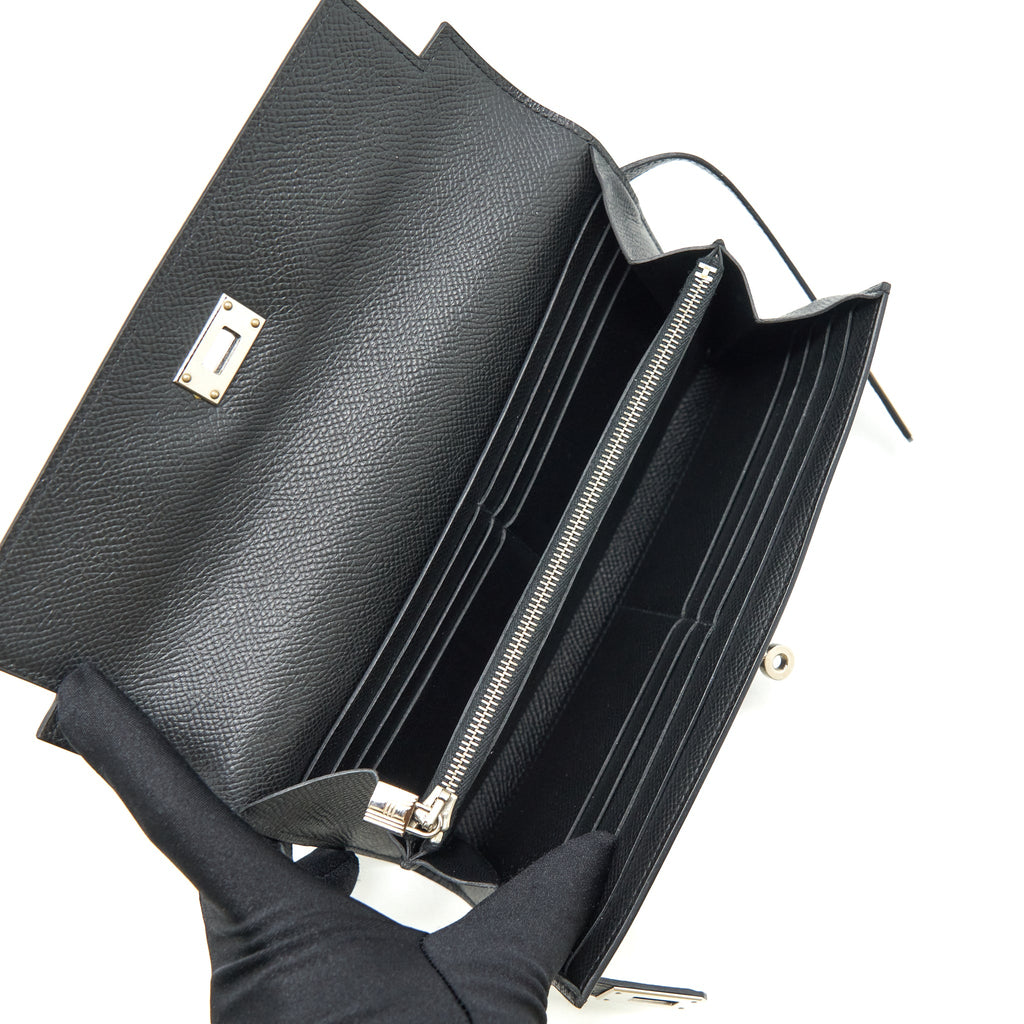 Hermes Kelly Long Wallet Epsom Black SHW