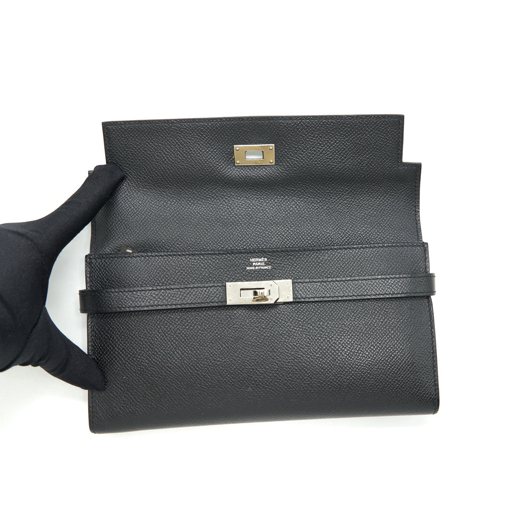 Hermes Kelly Long Wallet Epsom Black SHW