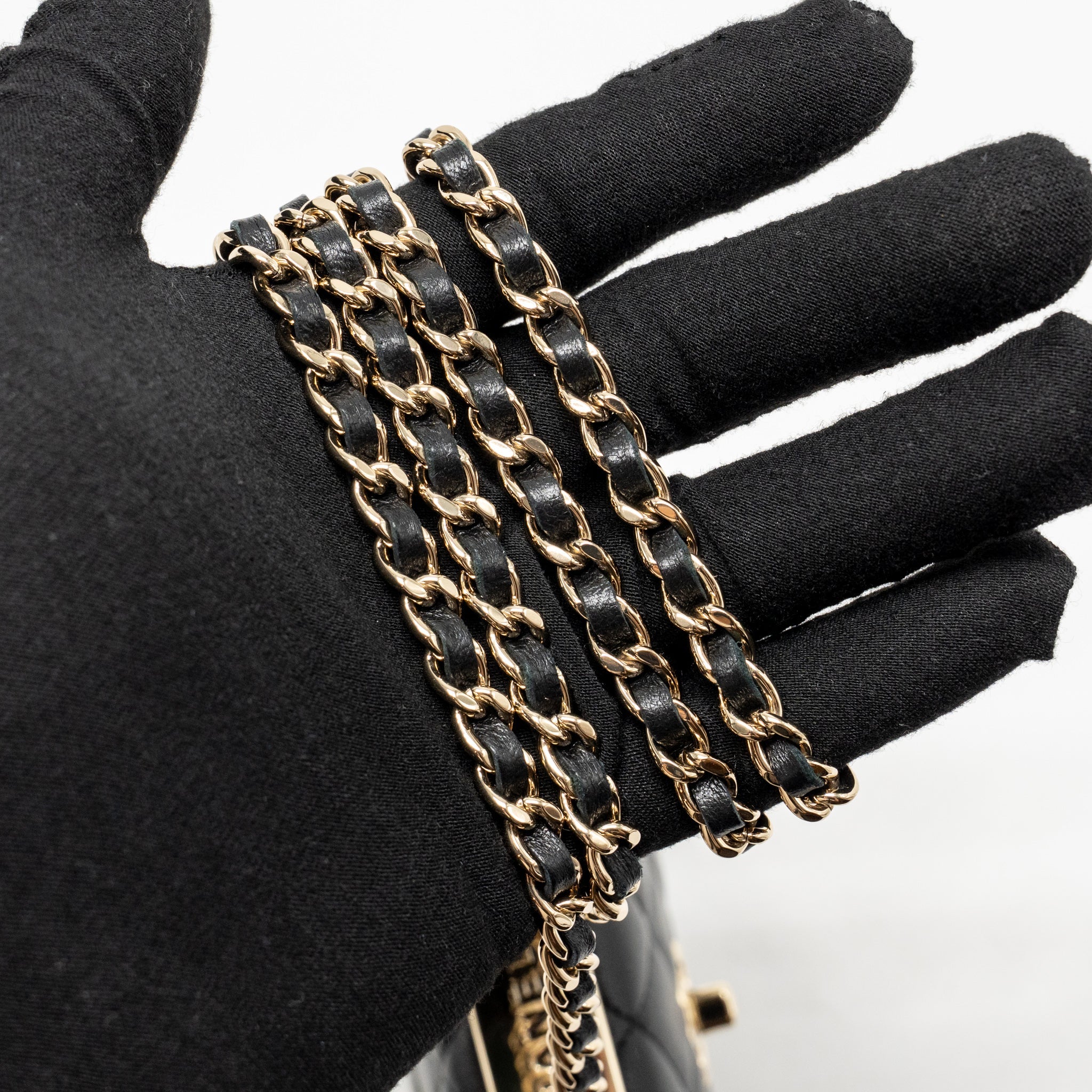 CHANEL MINI TRENDY CC CLUTCH WITH CHAIN LAMBSKIN BLACK LGHW