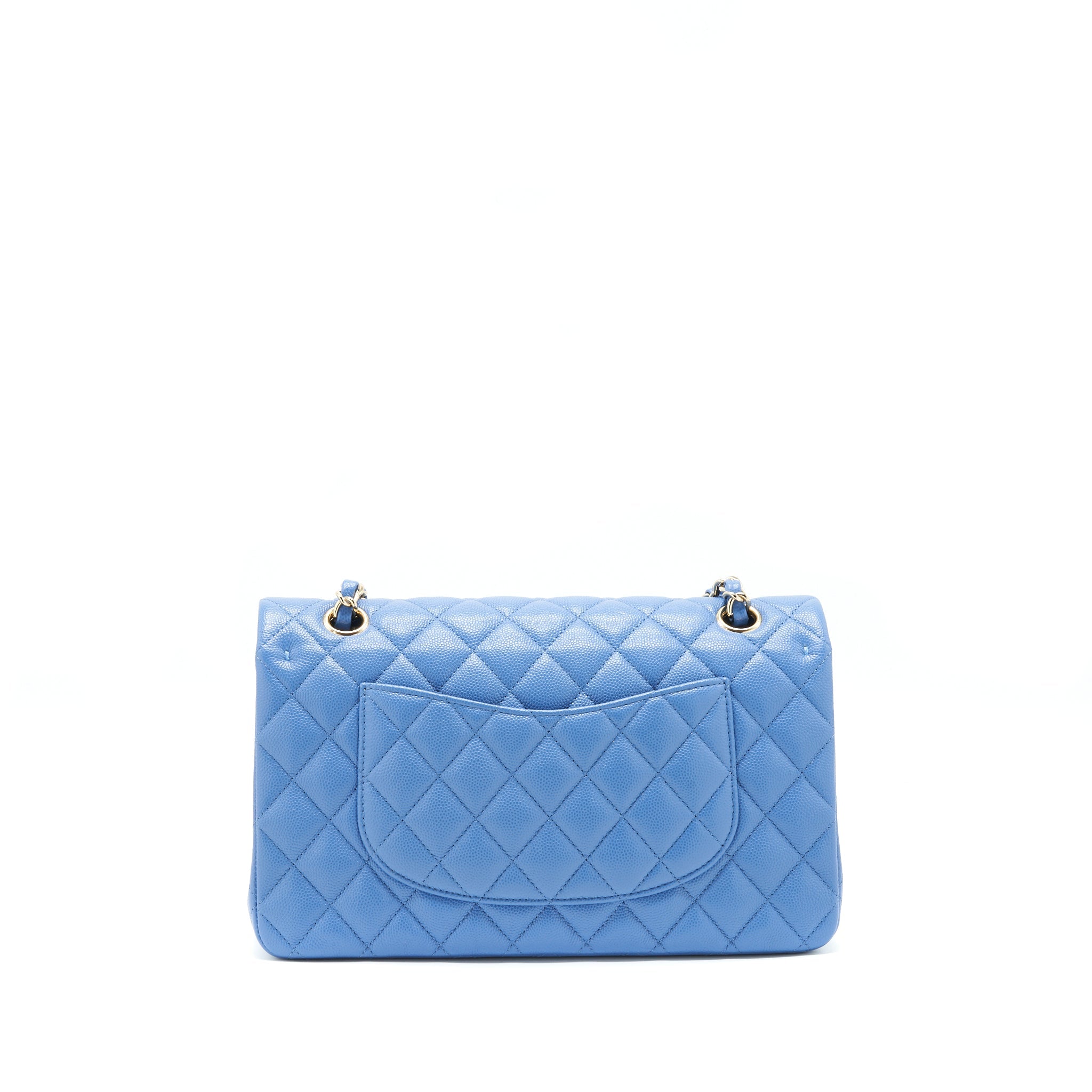 CHANEL MEDIUM CLASSIC DOUBLE FLAP 25CM BLUE CAVIAR LGHW