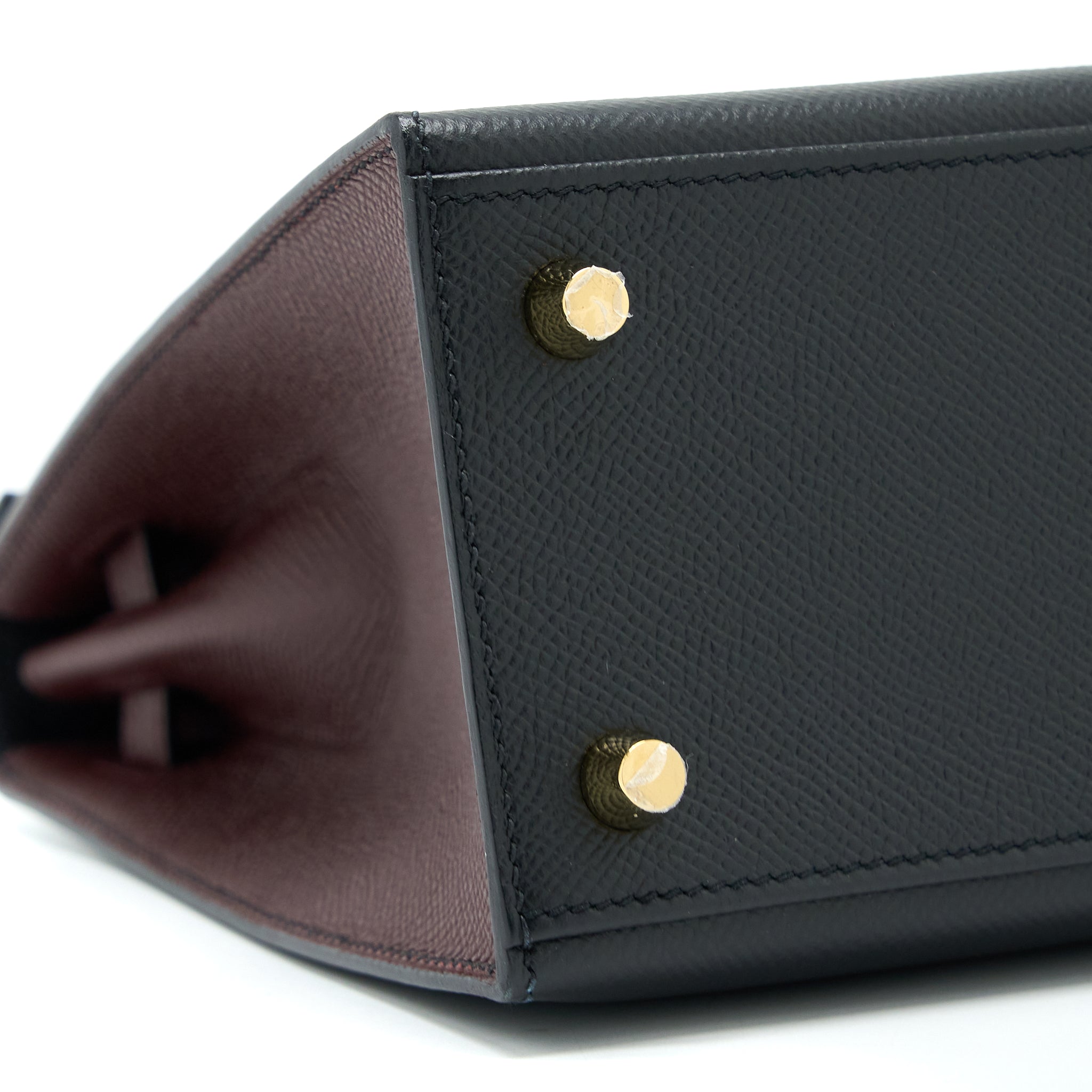 HERMES KELLY 25 SPECIAL ORDER EPSOM BLACK/ ROUGE H GHW