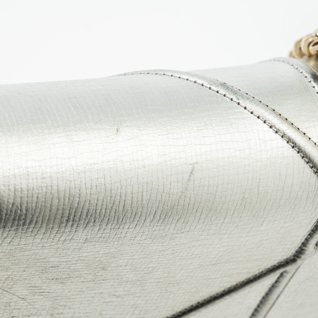 DIOR DIORAMA BAG GOATSKIN METALLIC SILVER LGHW
