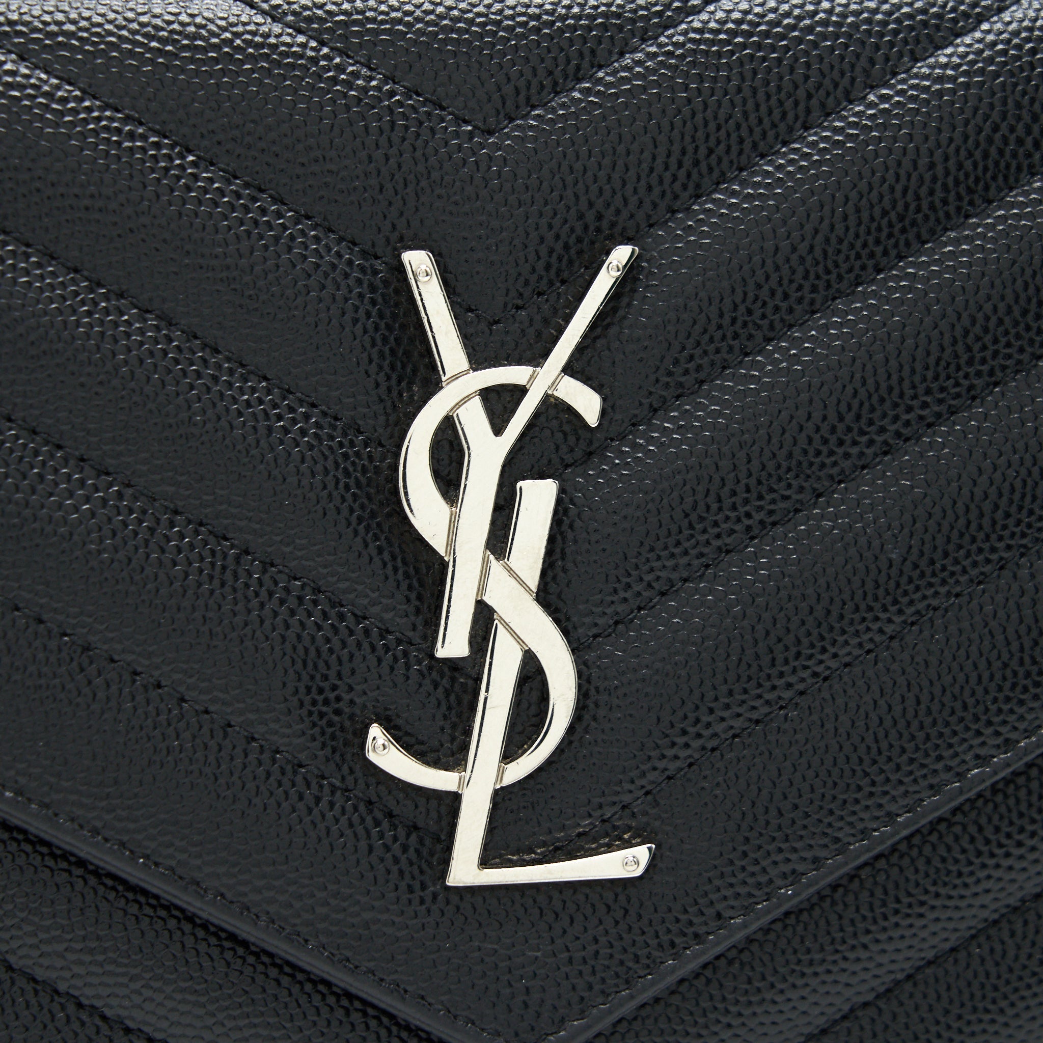 SAINT LAURENT ENVELOPE CHAIN WALLET BLACK WITH SHW