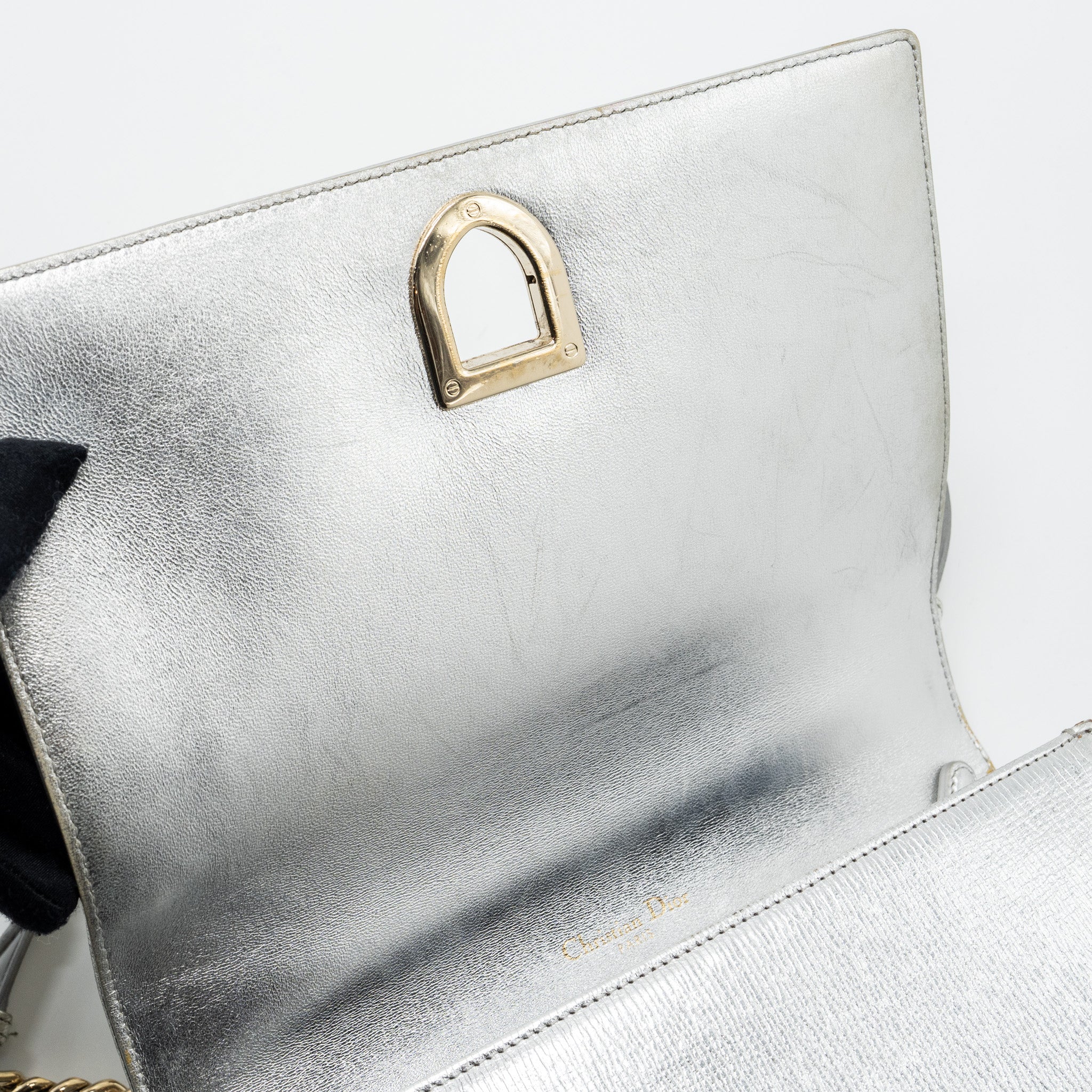 DIOR DIORAMA BAG GOATSKIN METALLIC SILVER LGHW