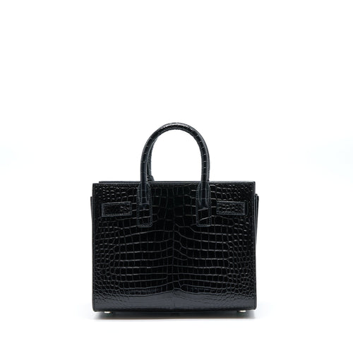 SAINT LAURENT/YSL SAC DE JOUR NANO CROC EMBOSSED BLACK SHW