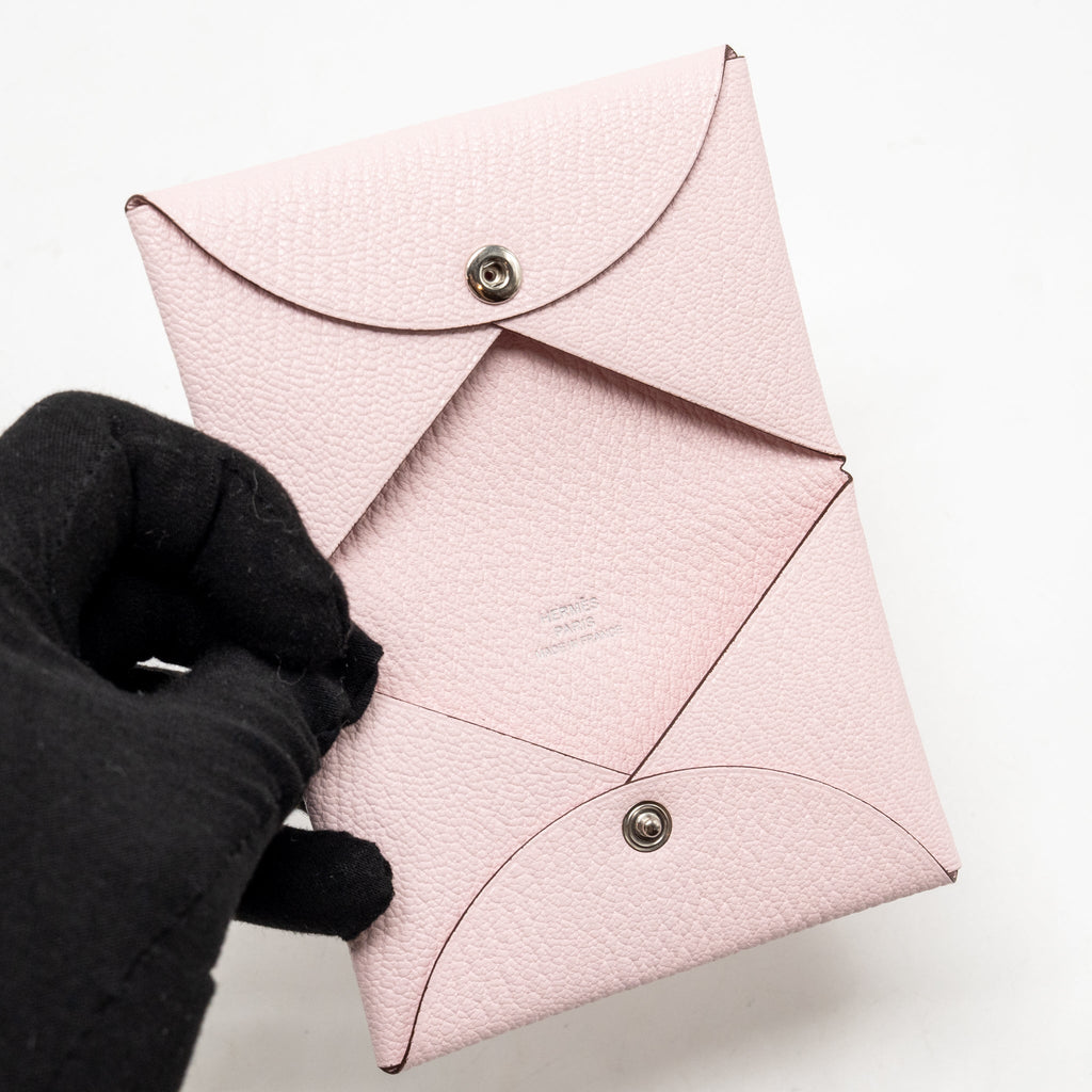HERMES CALVI CARD HOLDER CHEVRE MYSORE ROSE DARLING SHW