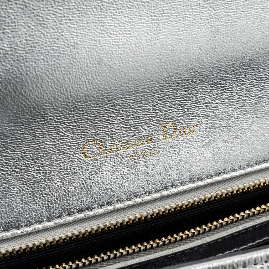 DIOR DIORAMA BAG GOATSKIN METALLIC SILVER LGHW