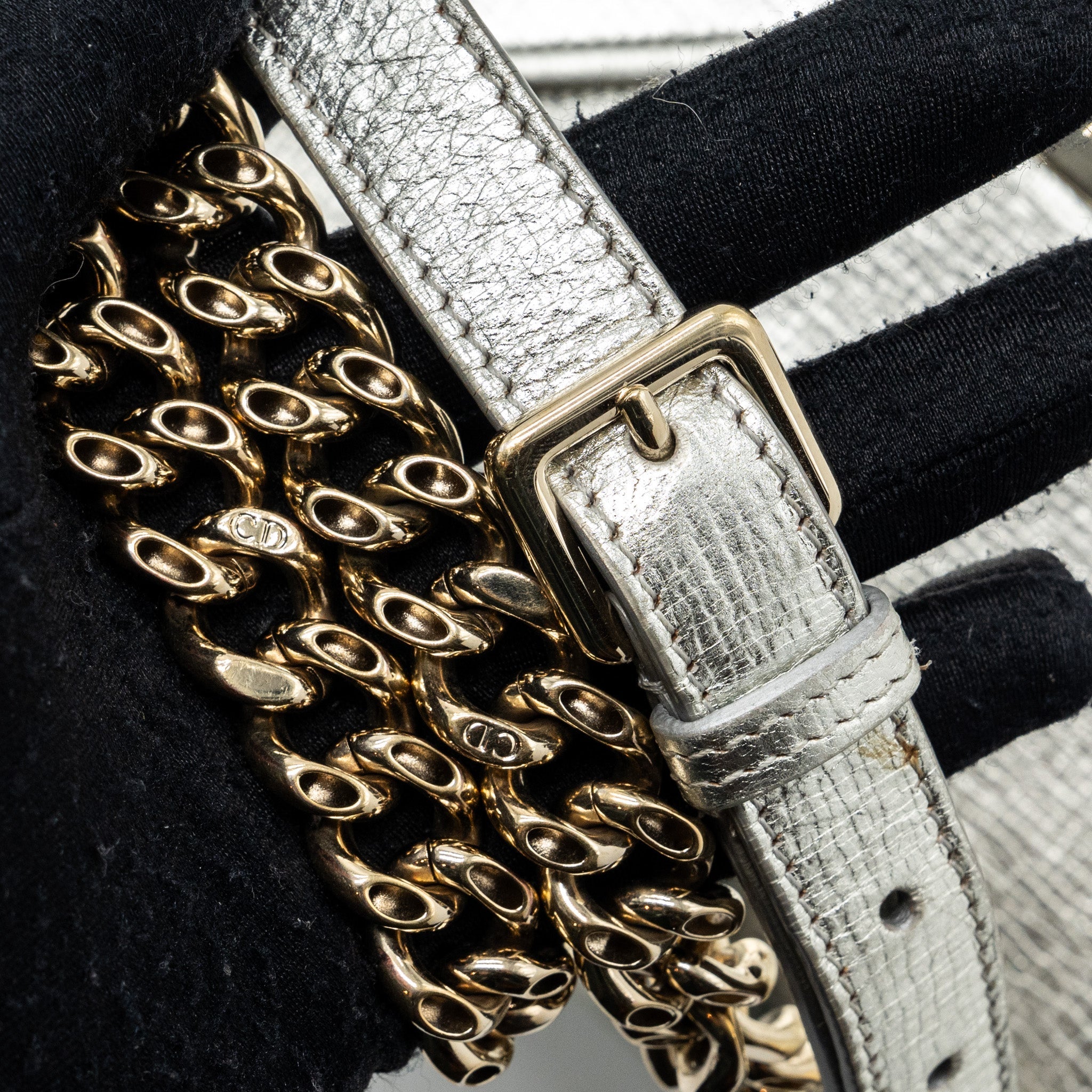 DIOR DIORAMA BAG GOATSKIN METALLIC SILVER LGHW