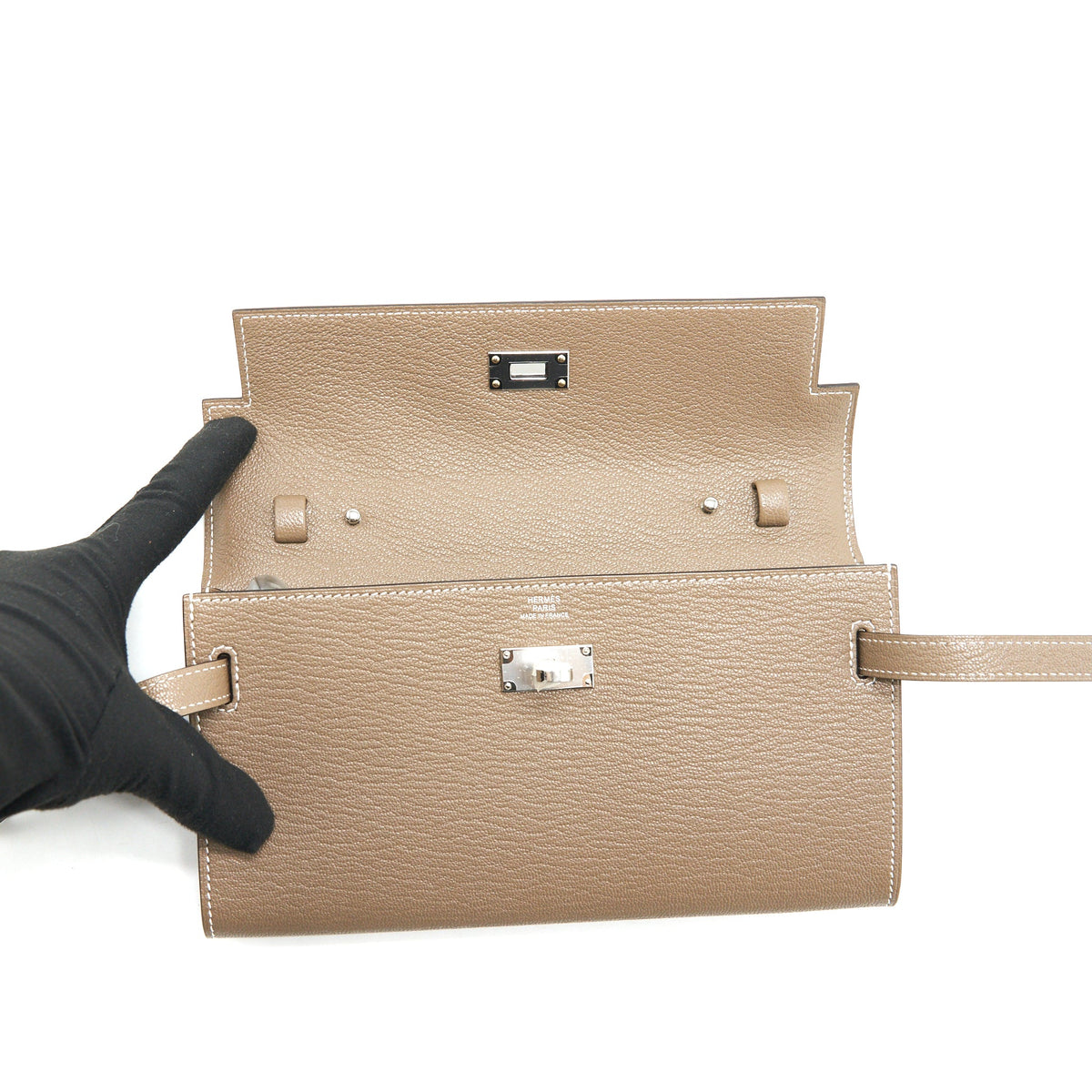 Hermes kelly to go Chevre Mysore Etoupe SHW
