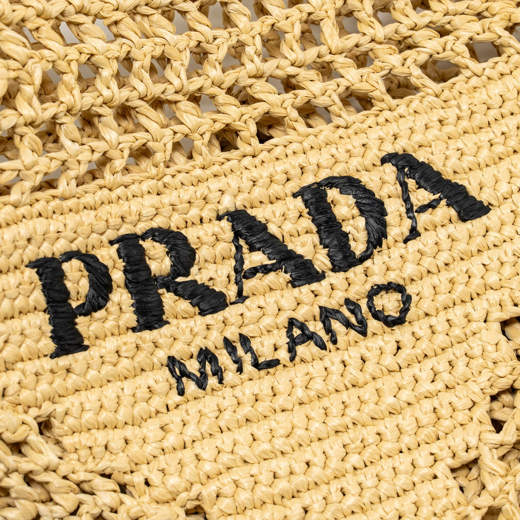 Prada Crochet raffia tote bag beige