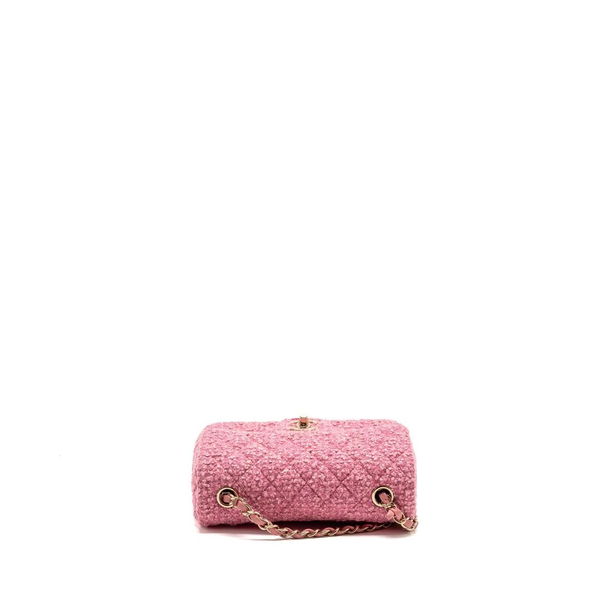 Chanel classic mini rectangular flap bag tweed pink LGHW (microchip)