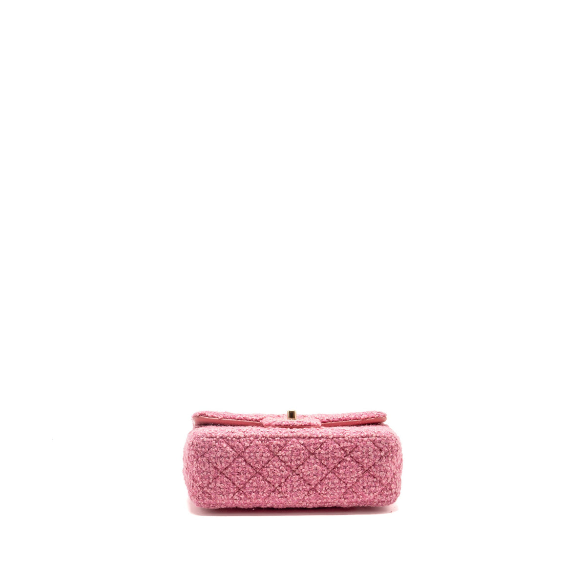 Chanel classic mini rectangular flap bag tweed pink LGHW (microchip)