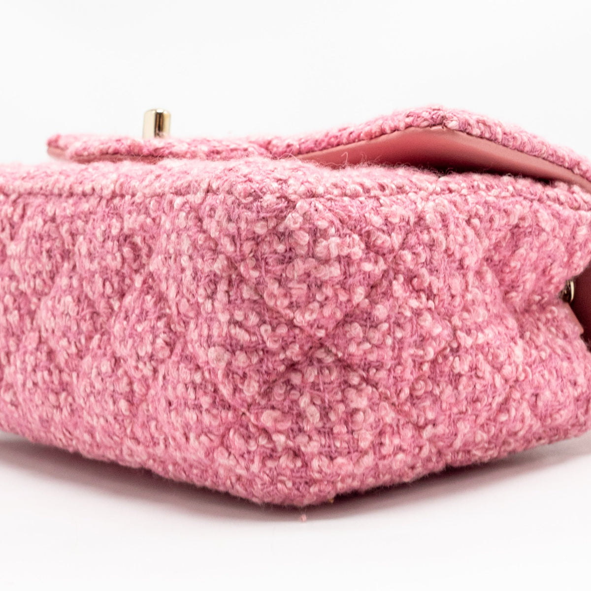 Chanel classic mini rectangular flap bag tweed pink LGHW (microchip)