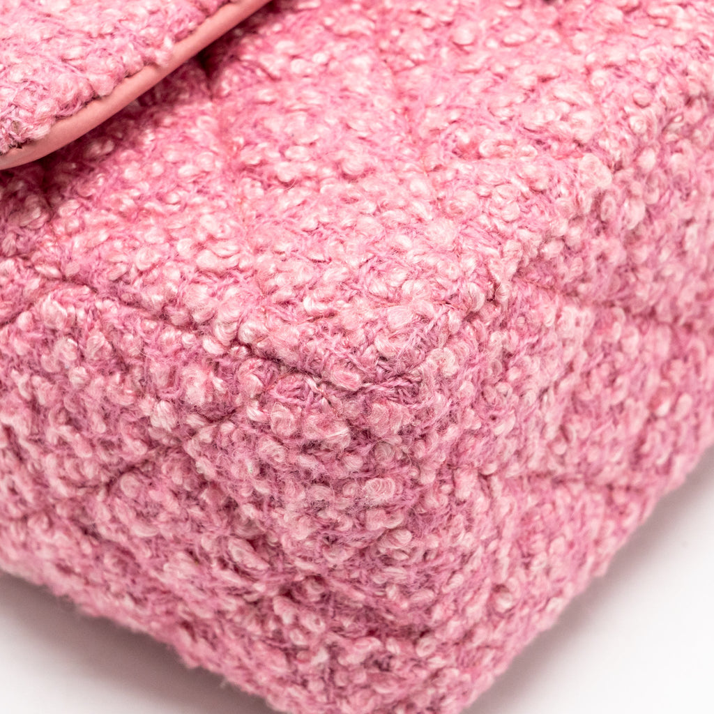 Chanel classic mini rectangular flap bag tweed pink LGHW (microchip)