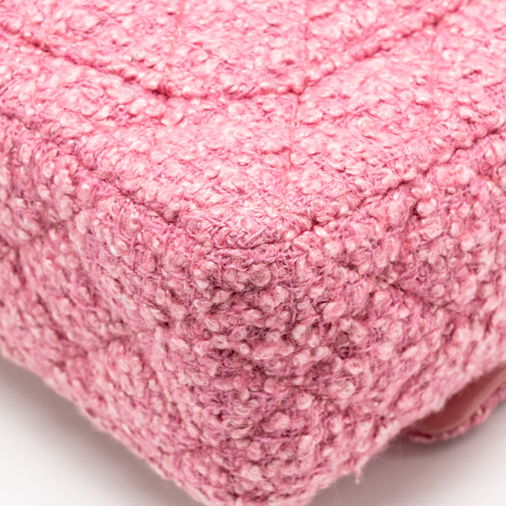 Chanel classic mini rectangular flap bag tweed pink LGHW (microchip)