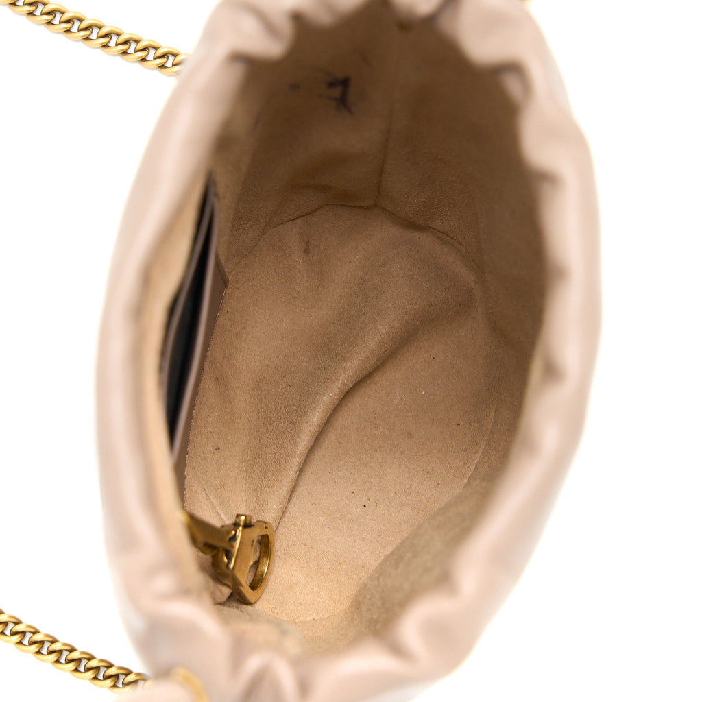 GUCCI GG MARMONT MINI BUCKET DARK BEIGE GHW