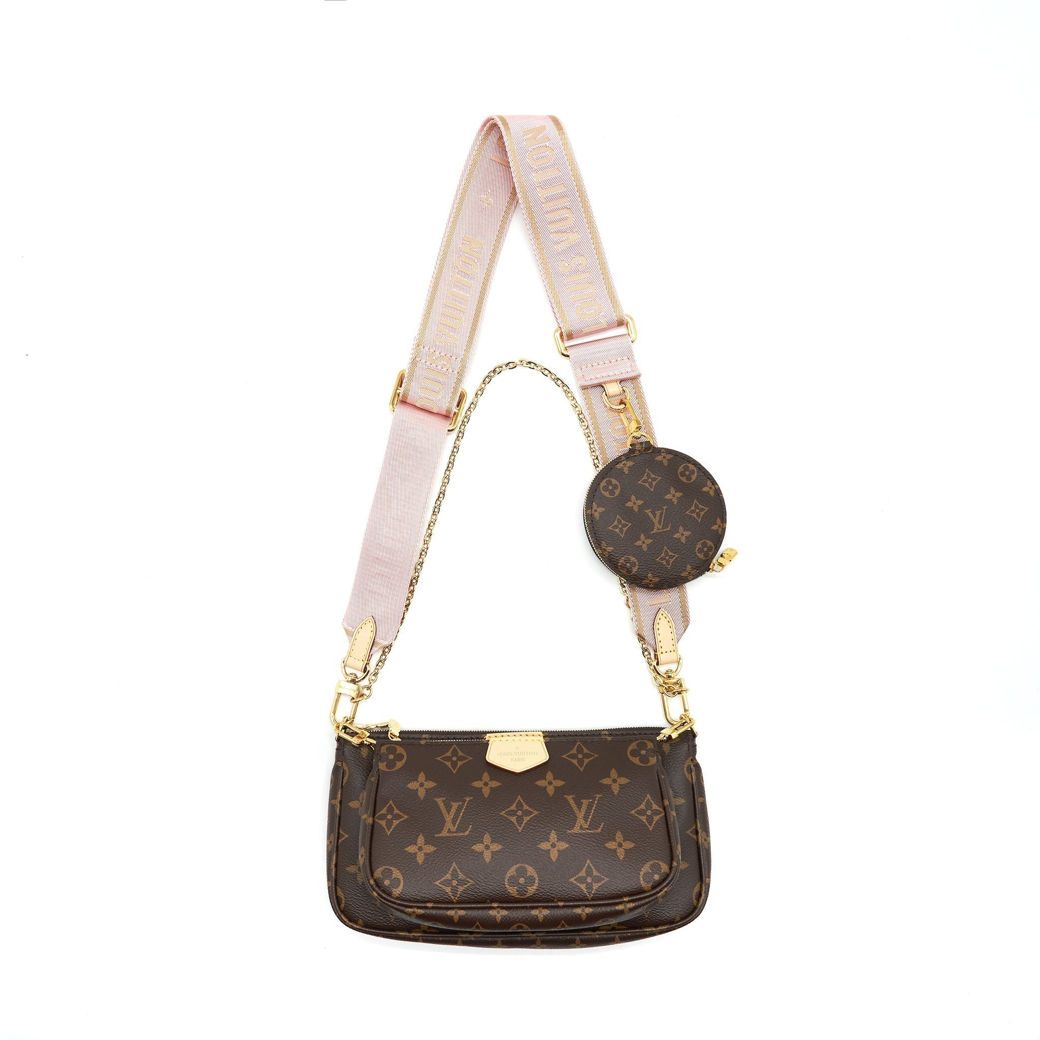 LOUIS VUITTON MULTI POCHETTE ACCESSORIES PINK STRAP