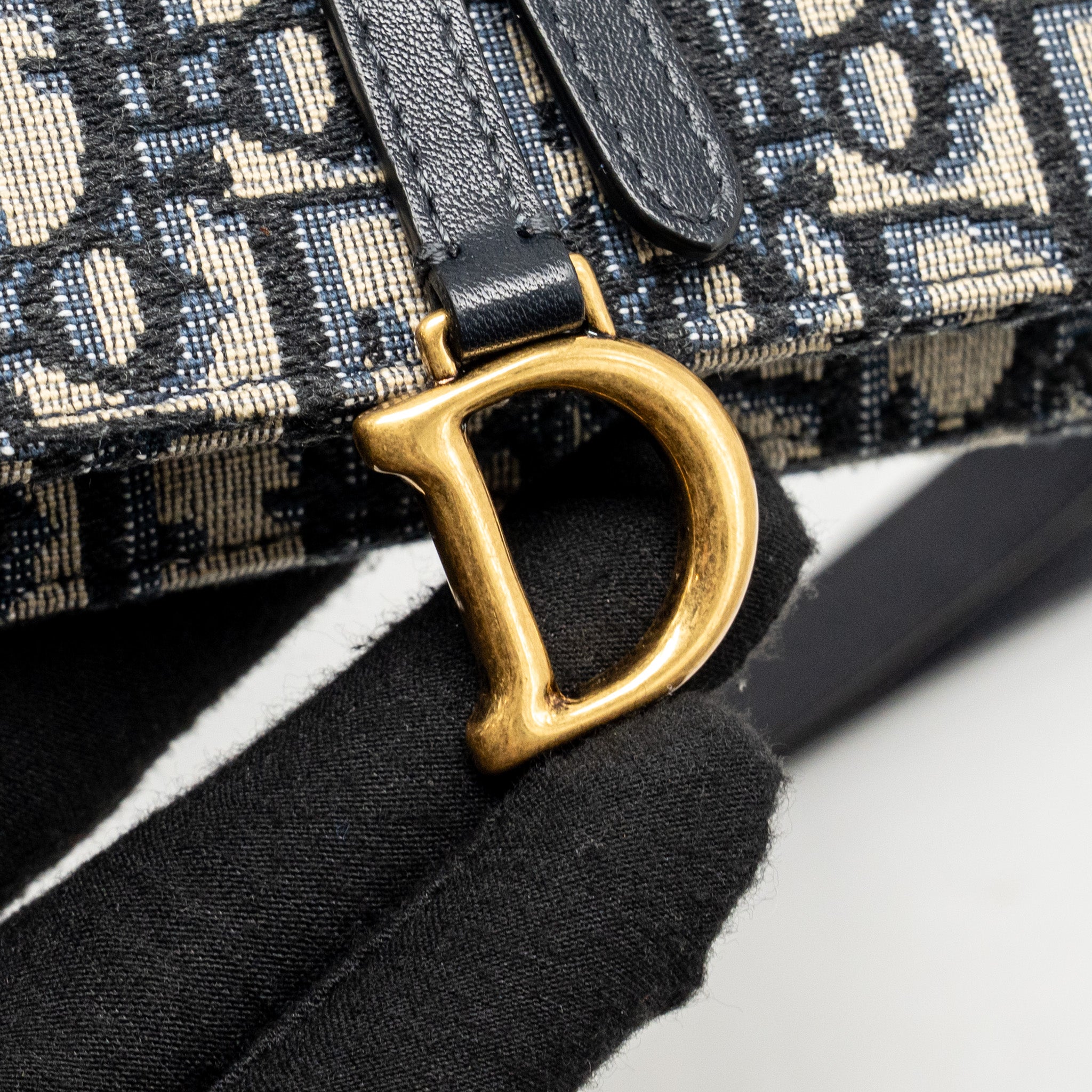 DIOR SADDLE BELT BAG BLUE OBLIQUE JACQUARD CANVAS GHW