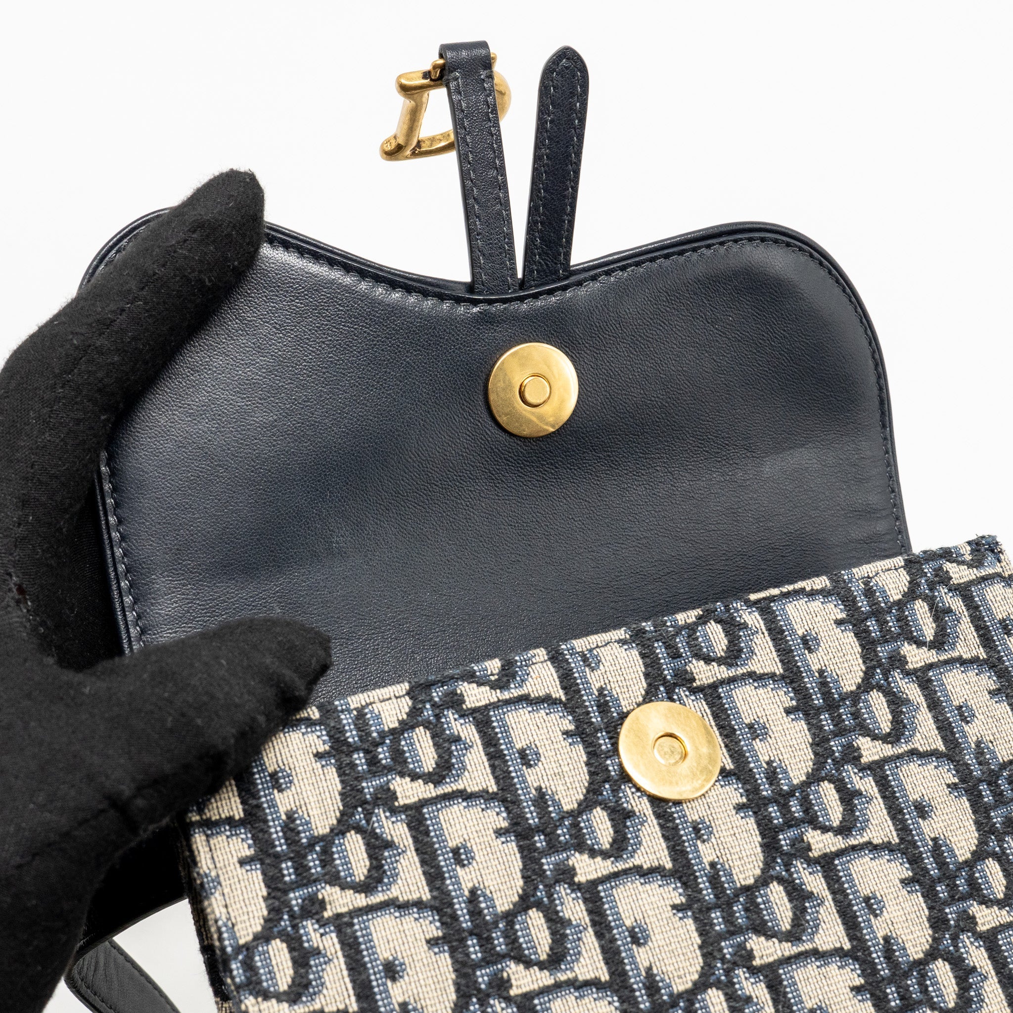 DIOR SADDLE BELT BAG BLUE OBLIQUE JACQUARD CANVAS GHW