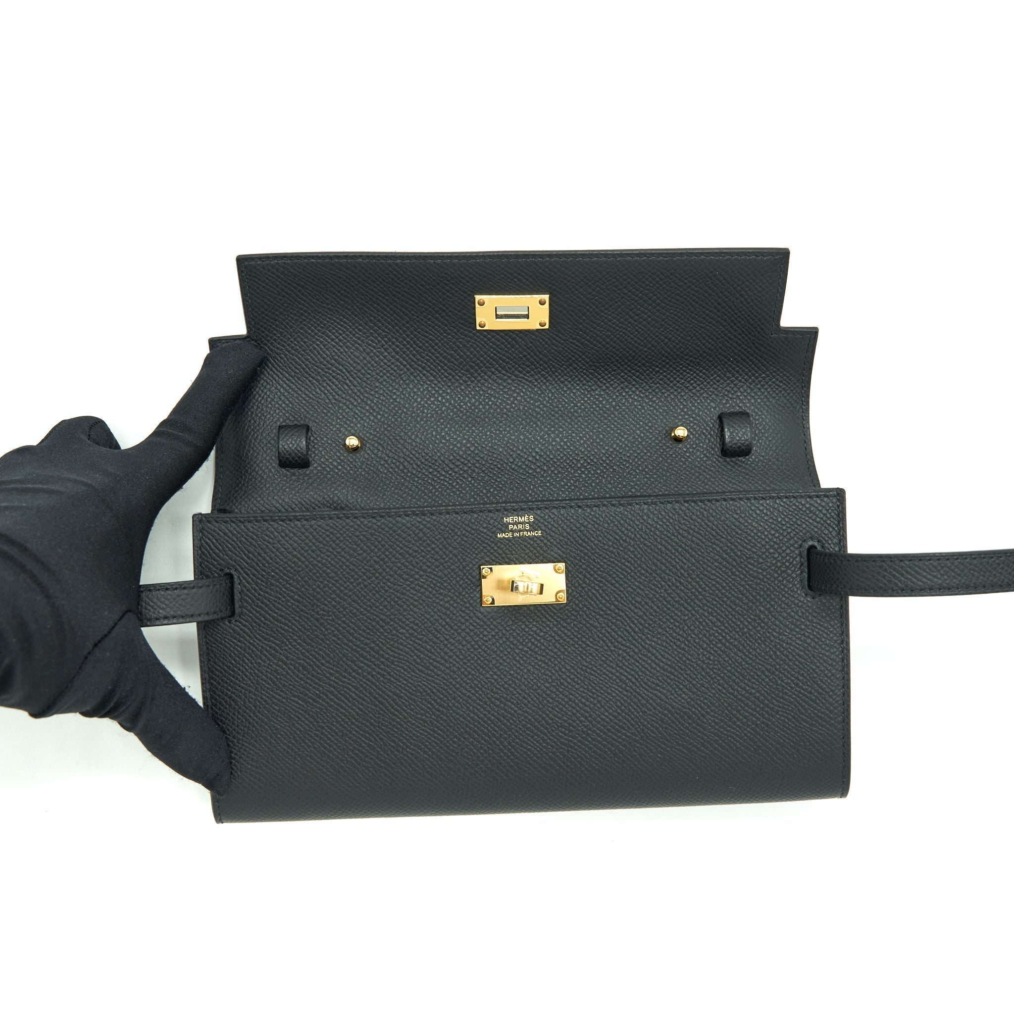 HERMES KELLY CLASSIQUE TO GO WALLET EPSOM BLACK GHW
