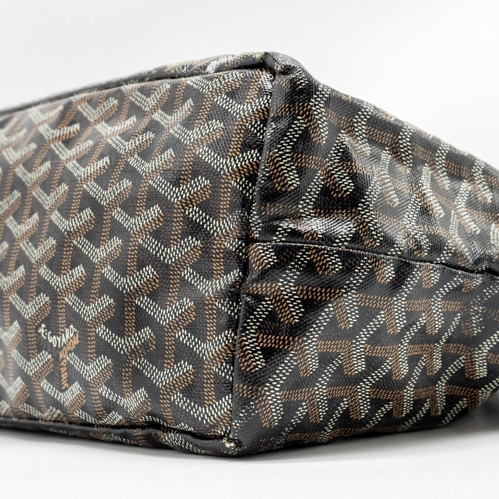 GOYARD SAINT LOUIS PM TOTE BAG GOYARDINE CANVAS / CALFSKIN BLACK SHW