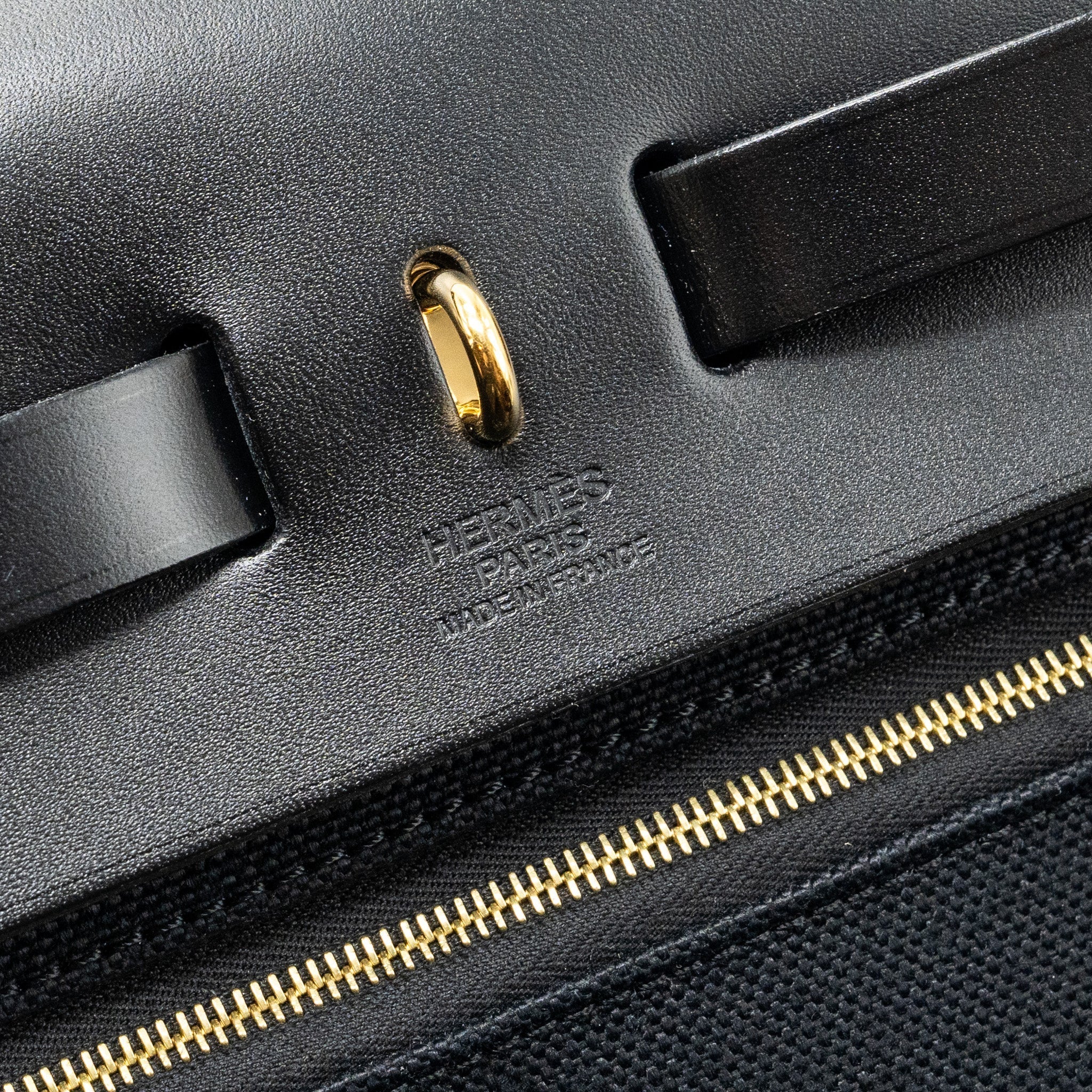 HERMES HERBAG 31 ZIP BAG CANVAS/ HUNTER BLACK GHW