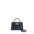 HERMES MINI KELLY EPSOM BLUE INDIGO/BLACK/ROUGE GRENAT GHW