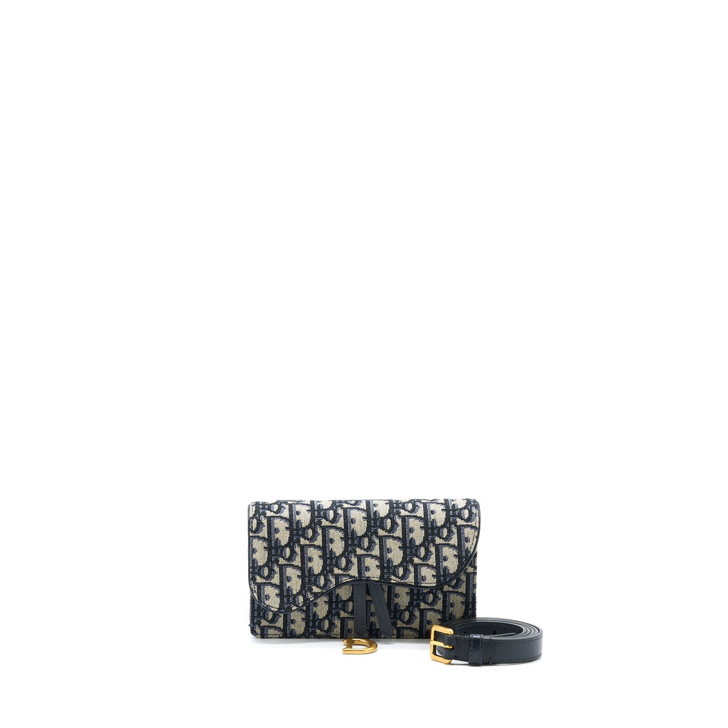 DIOR SADDLE BELT POUCH OBLIQUE BLUE GHW