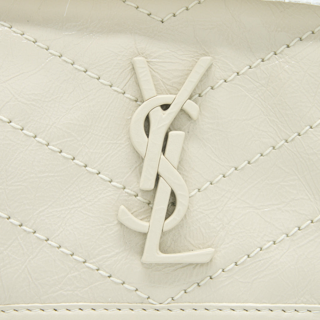 SAINT LAURENT NIKI BABY CHAIN BAG IN CRINKLED CALFSKIN BLANC SHW