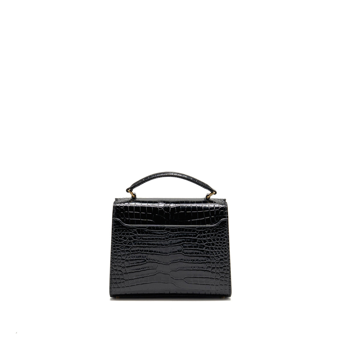 Saint Laurent/YSL Mini Cassandra Top Handle Bag Croc-Embossed Calfskin Black GHW