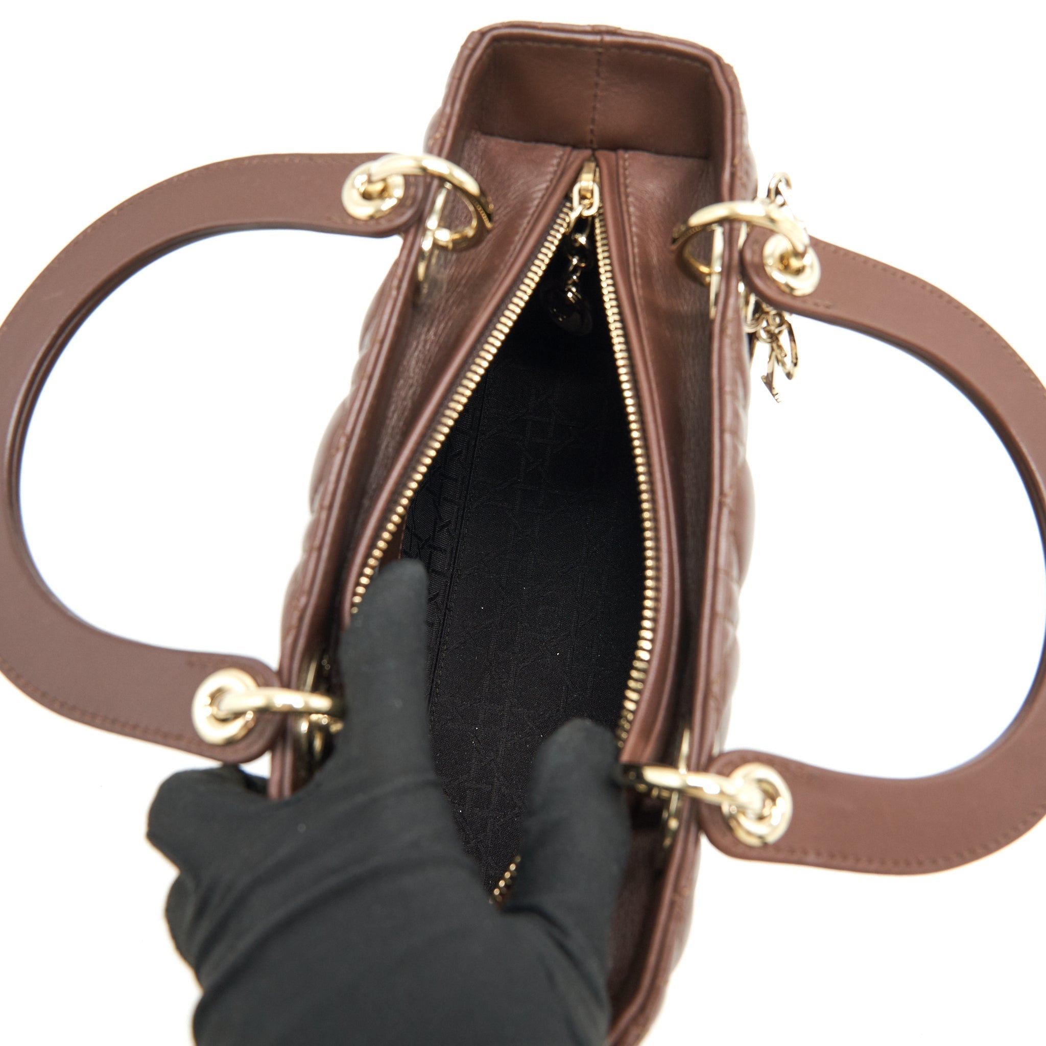 DIOR MEDIUM LADY DIOR CHOCOLATE BROWN LGHW