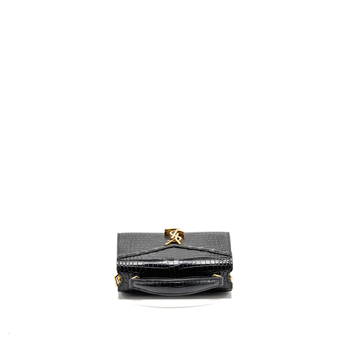 Saint Laurent/YSL Mini Cassandra Top Handle Bag Croc-Embossed Calfskin Black GHW