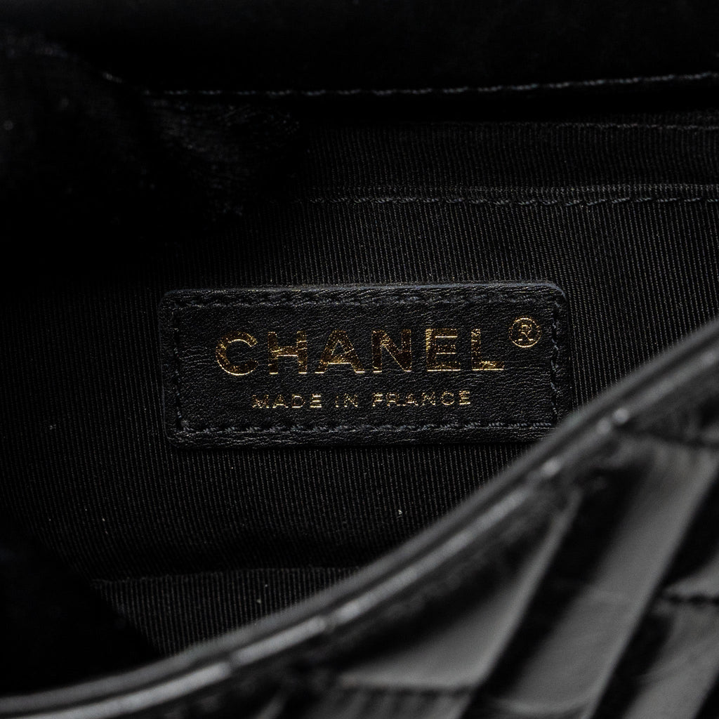 CHANEL MONT COCO MINI FLAP BAG SHINY LAMBSKIN BLACK LGHW