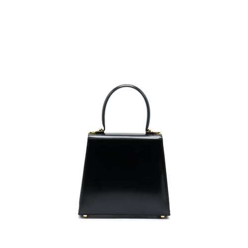 SALVATORE FERRAGAMO GANCINI TOP HANDLE BAG CALFSKIN BLACK GHW