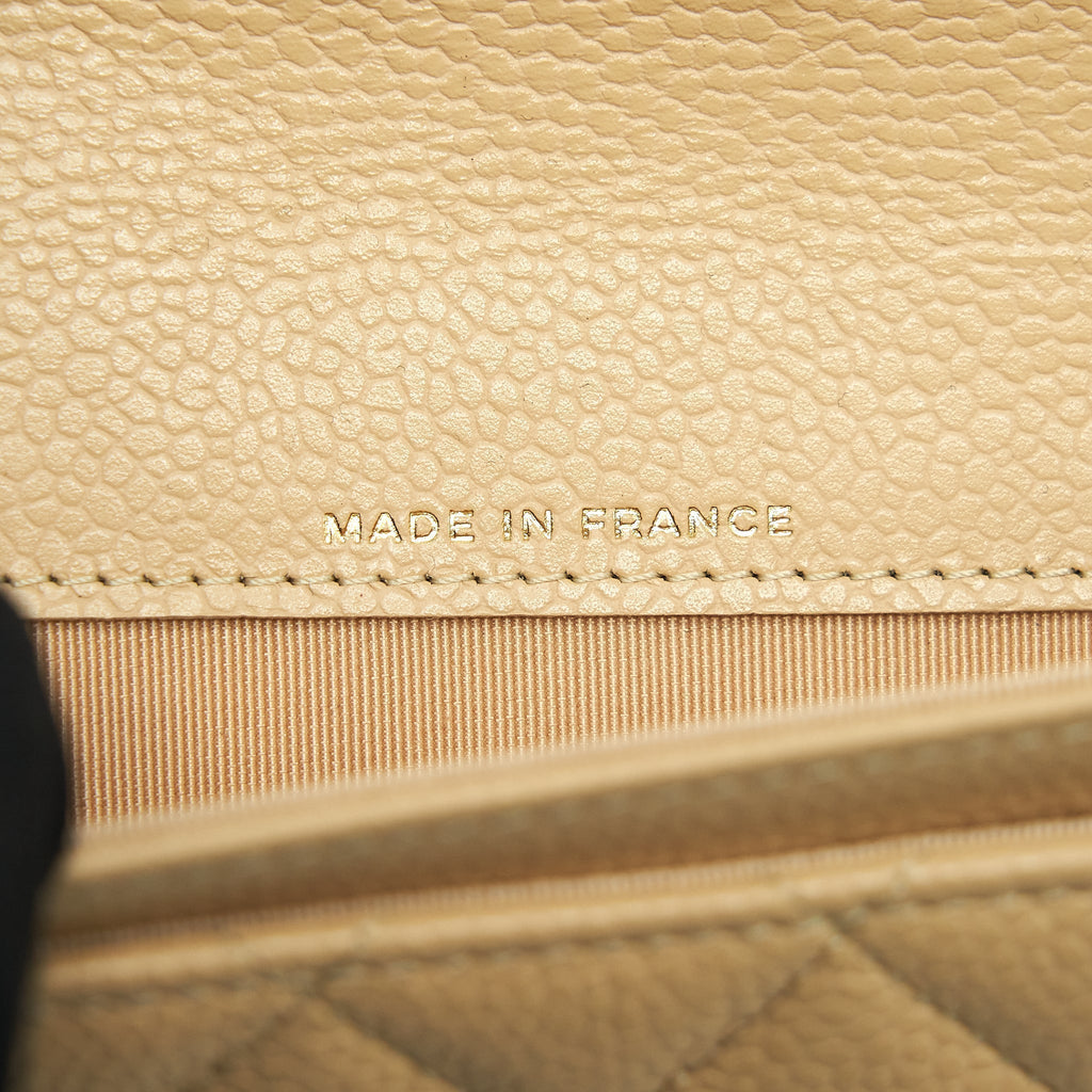 CHANEL CLASSIC FLAP CARD HOLDER CAVIAR BEIGE GHW